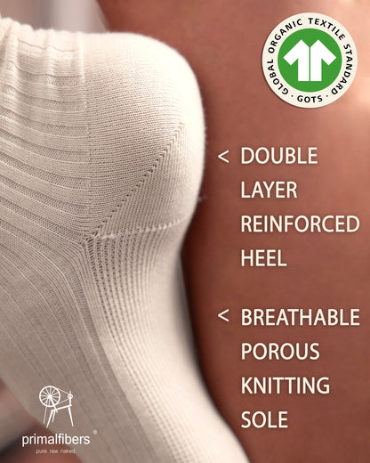 6 Pairs Set of %100 Organic Raw Cotton Crew Socks Certified by GOTS