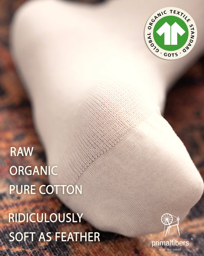 6 Pairs Set of %100 Organic Raw Cotton Crew Socks Certified by GOTS